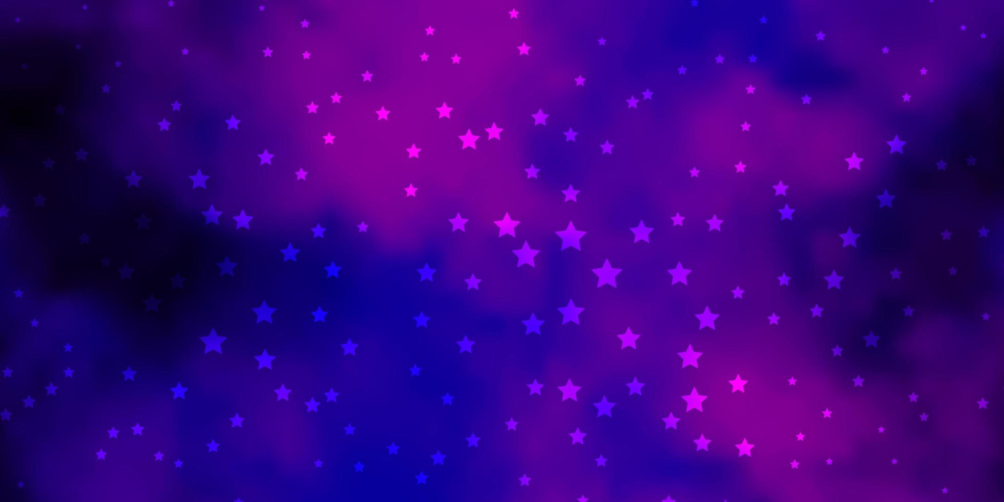 Dark Purple, Pink vector background with small and big stars. Colorful illustration with abstract gradient stars. Pattern for wrapping gifts.