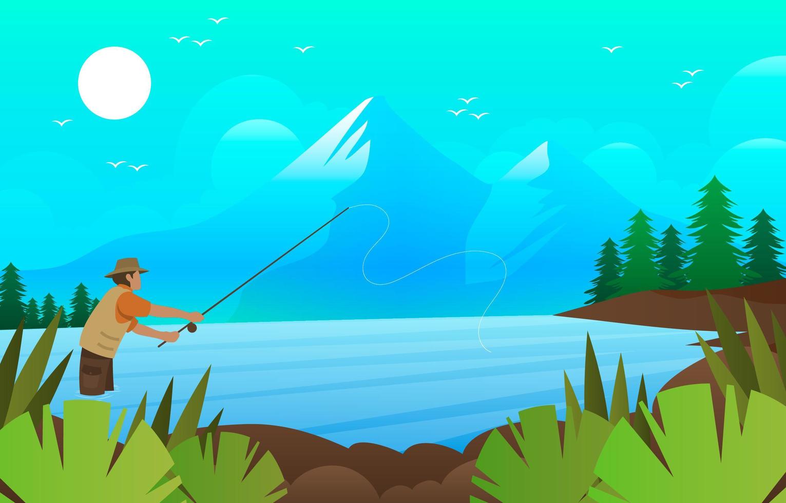 fondo de pesca de verano vector