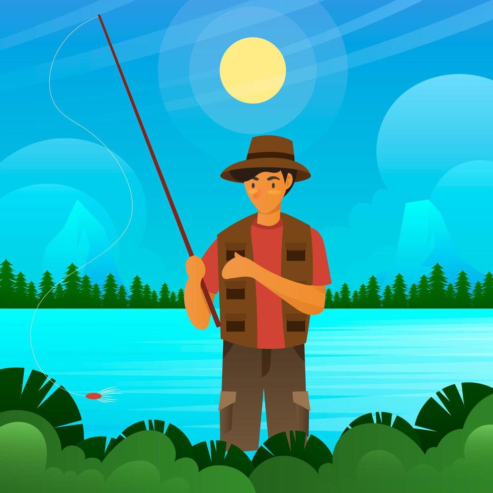 Summer Fishing in the Lake vector