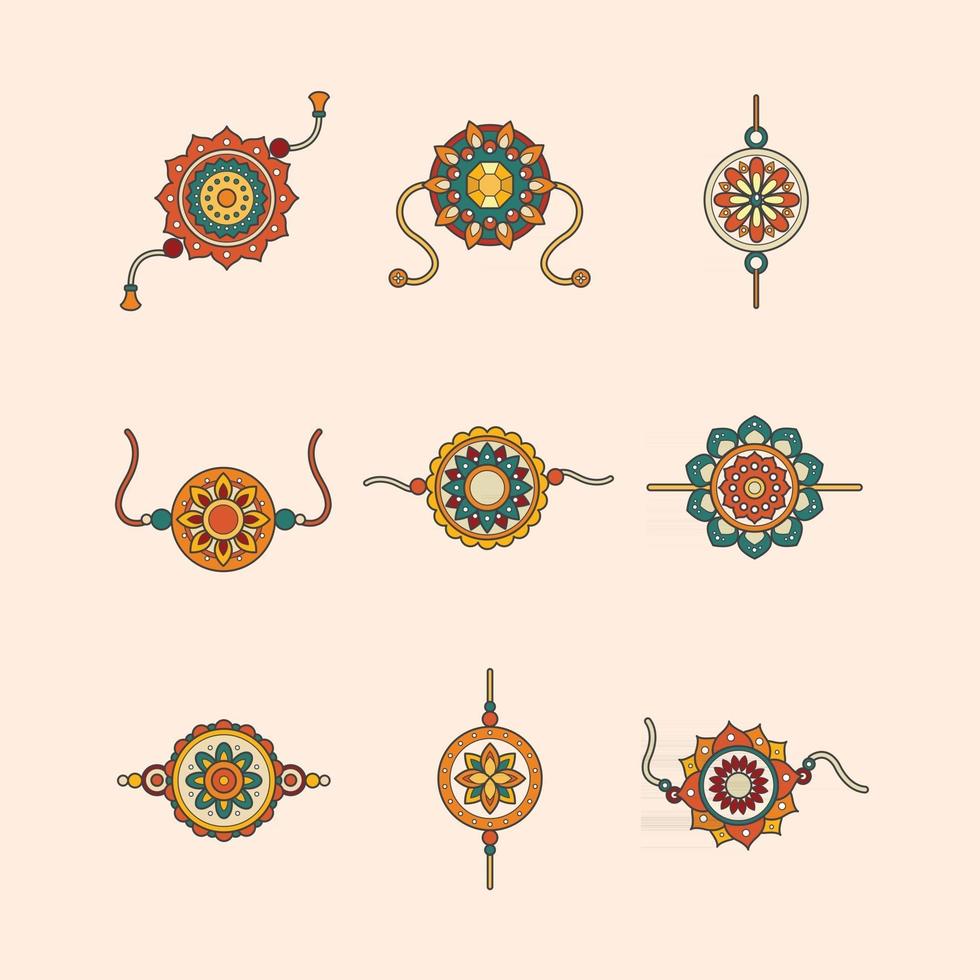 diseños de rakhi para la celebración de raskha bandhan vector