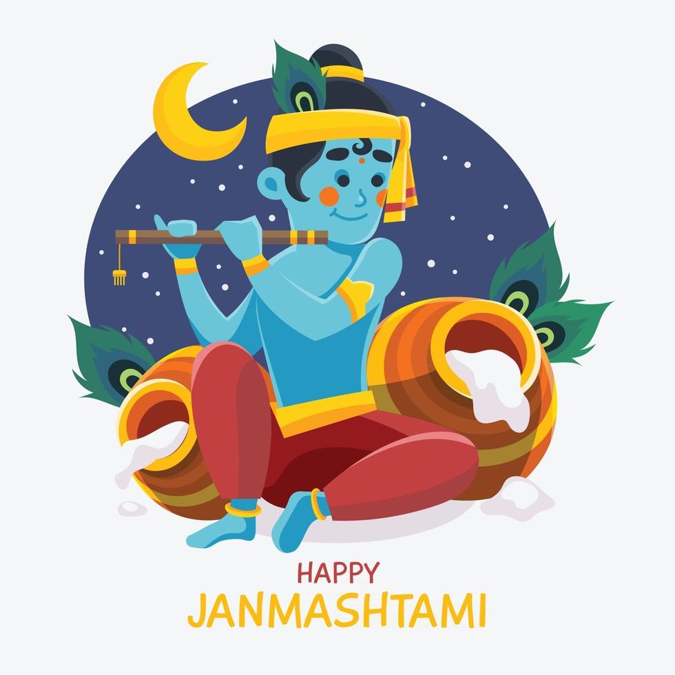 feliz festival de janmashtami de la india vector