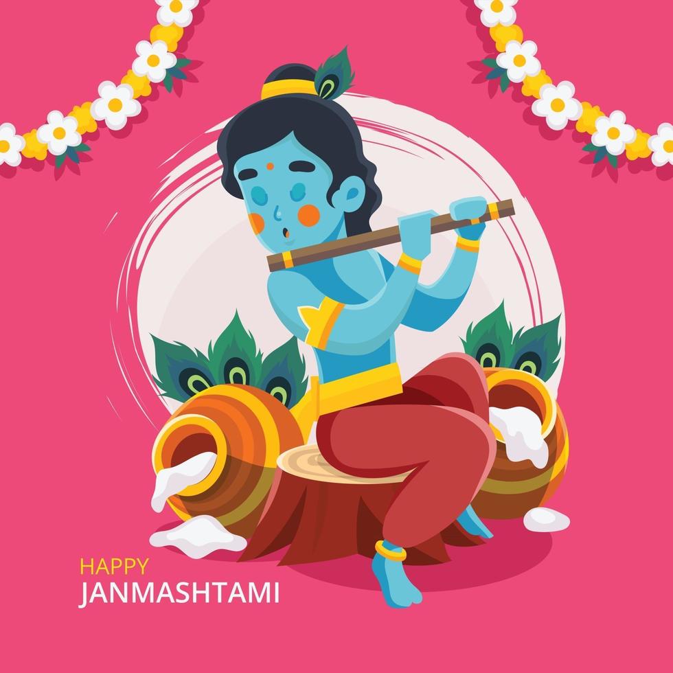 Lord Krishna Playing Bansuri vector