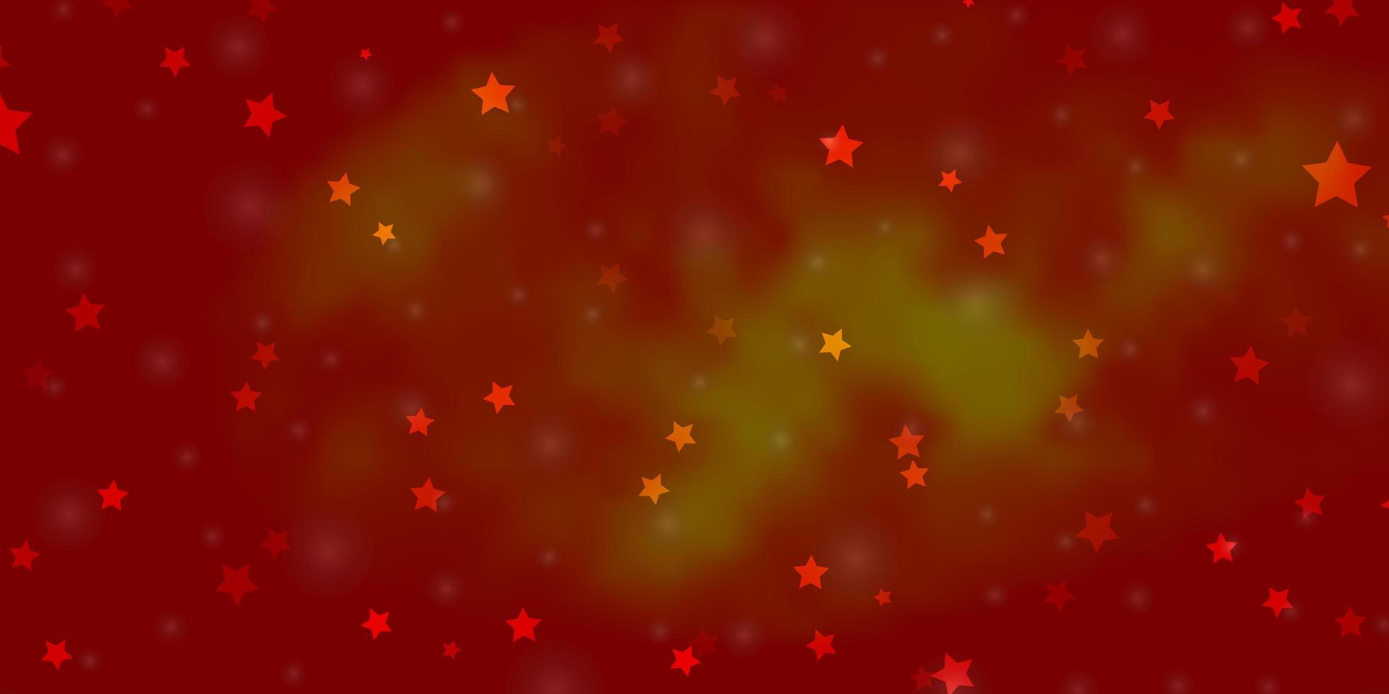 Fondo de vector naranja claro con estrellas de colores. Ilustración colorida con estrellas de degradado abstracto. patrón para anuncios de año nuevo, folletos.