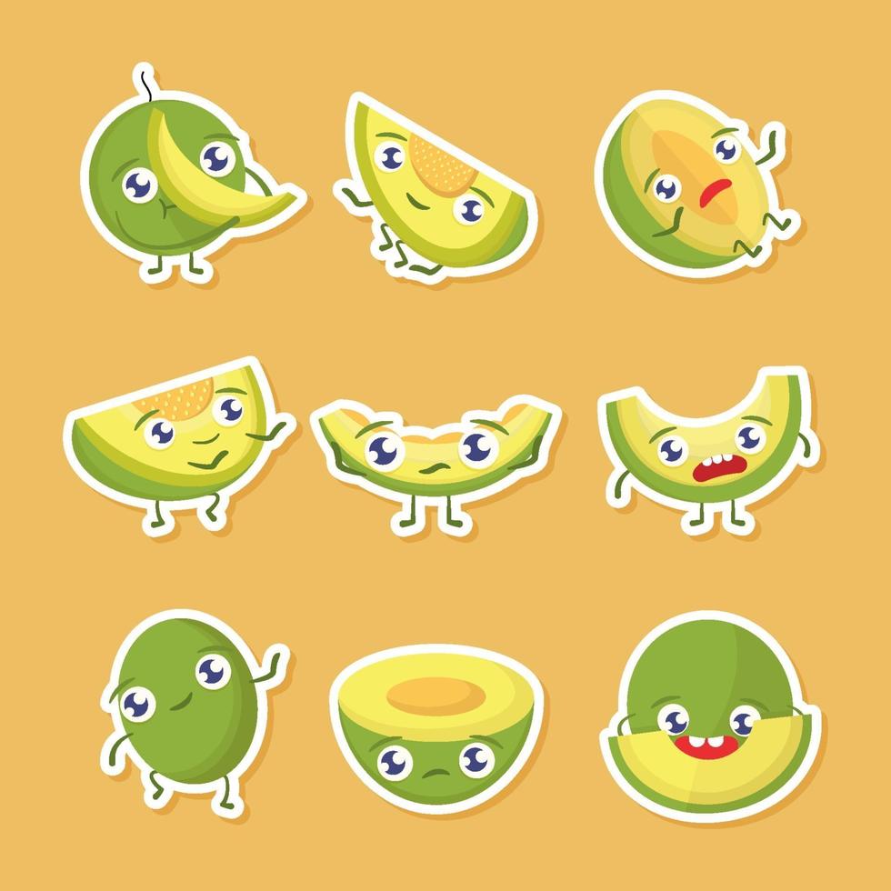 Cute Green Melon Stickers vector