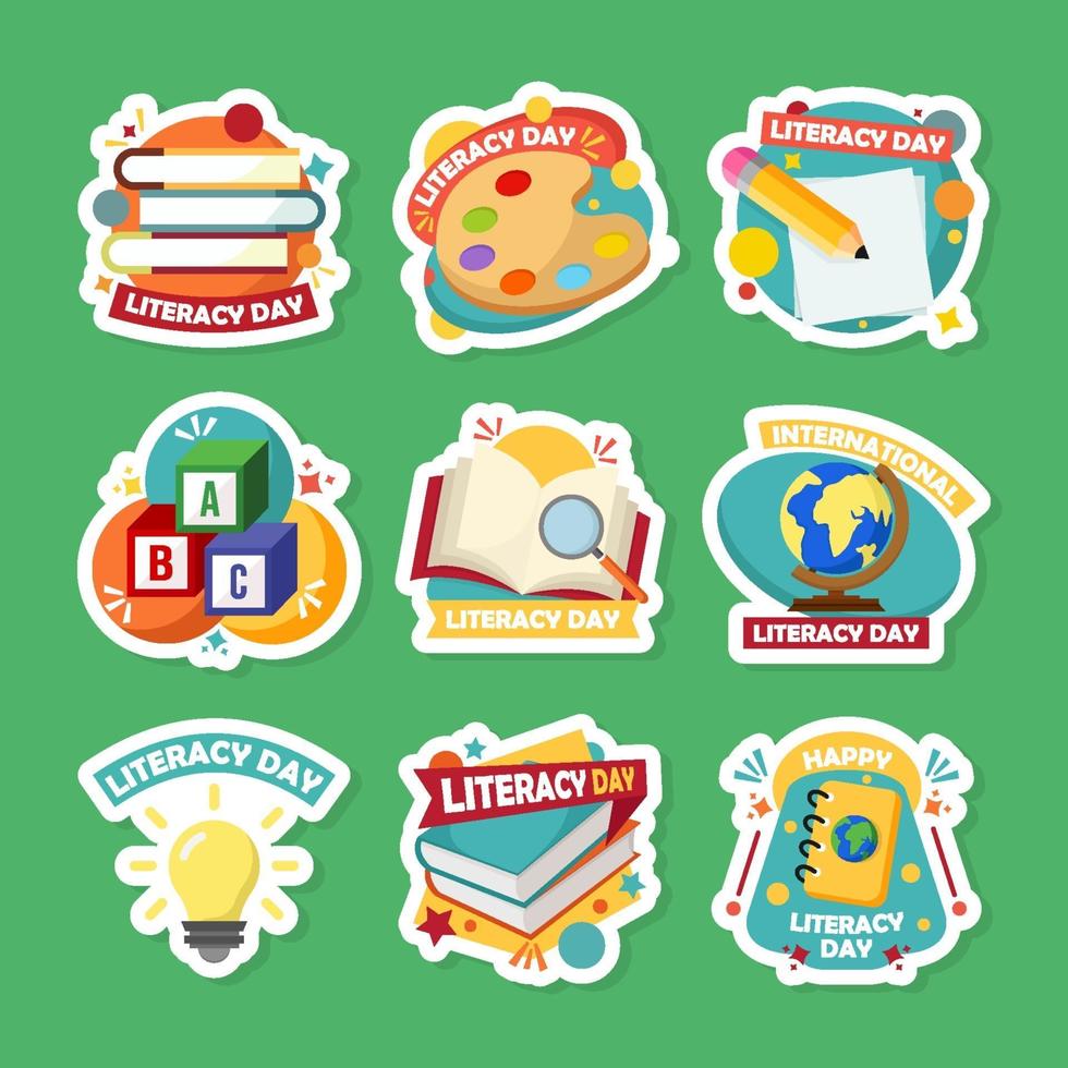 Literacy Day Stickers vector