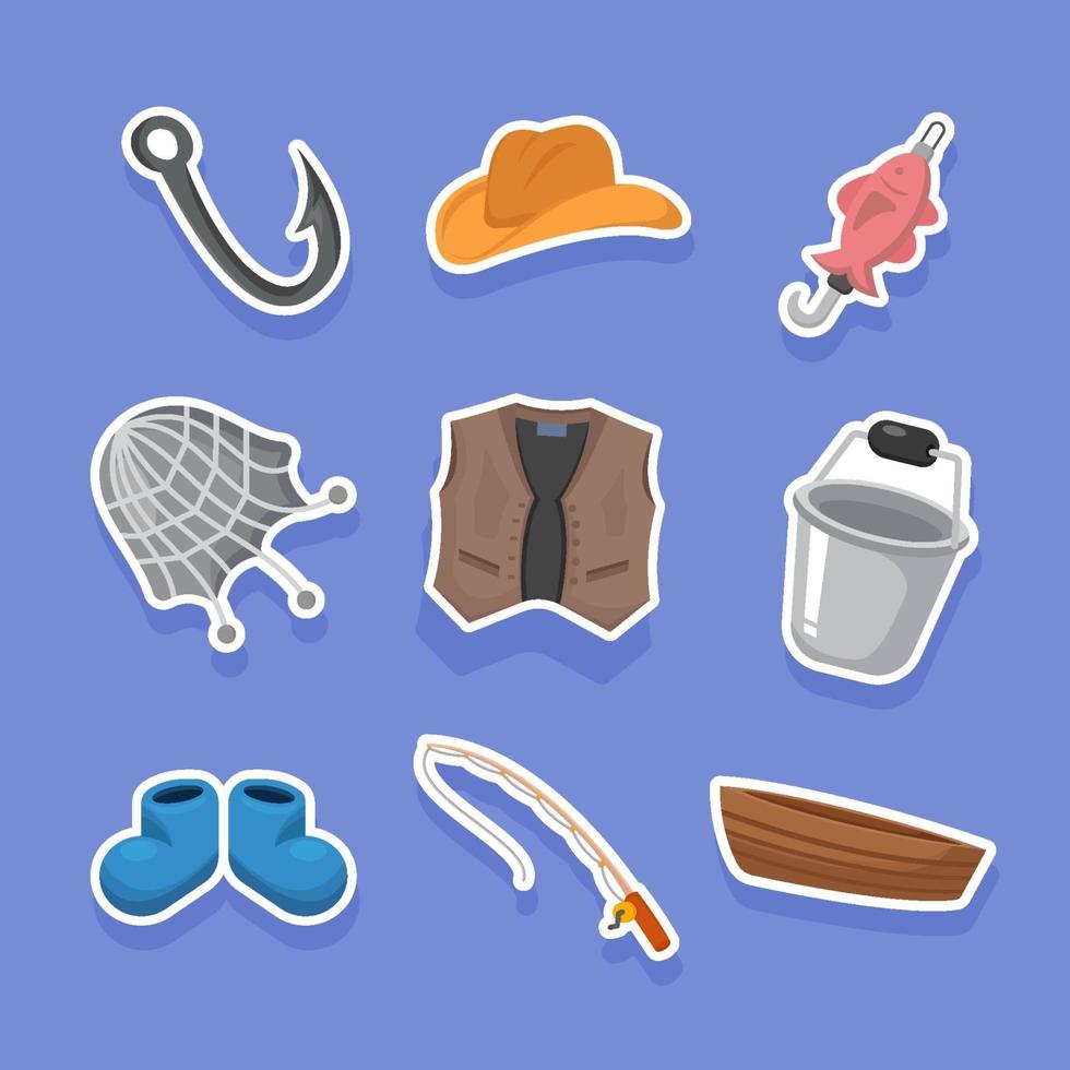 Fishing Equipment Stickers vector