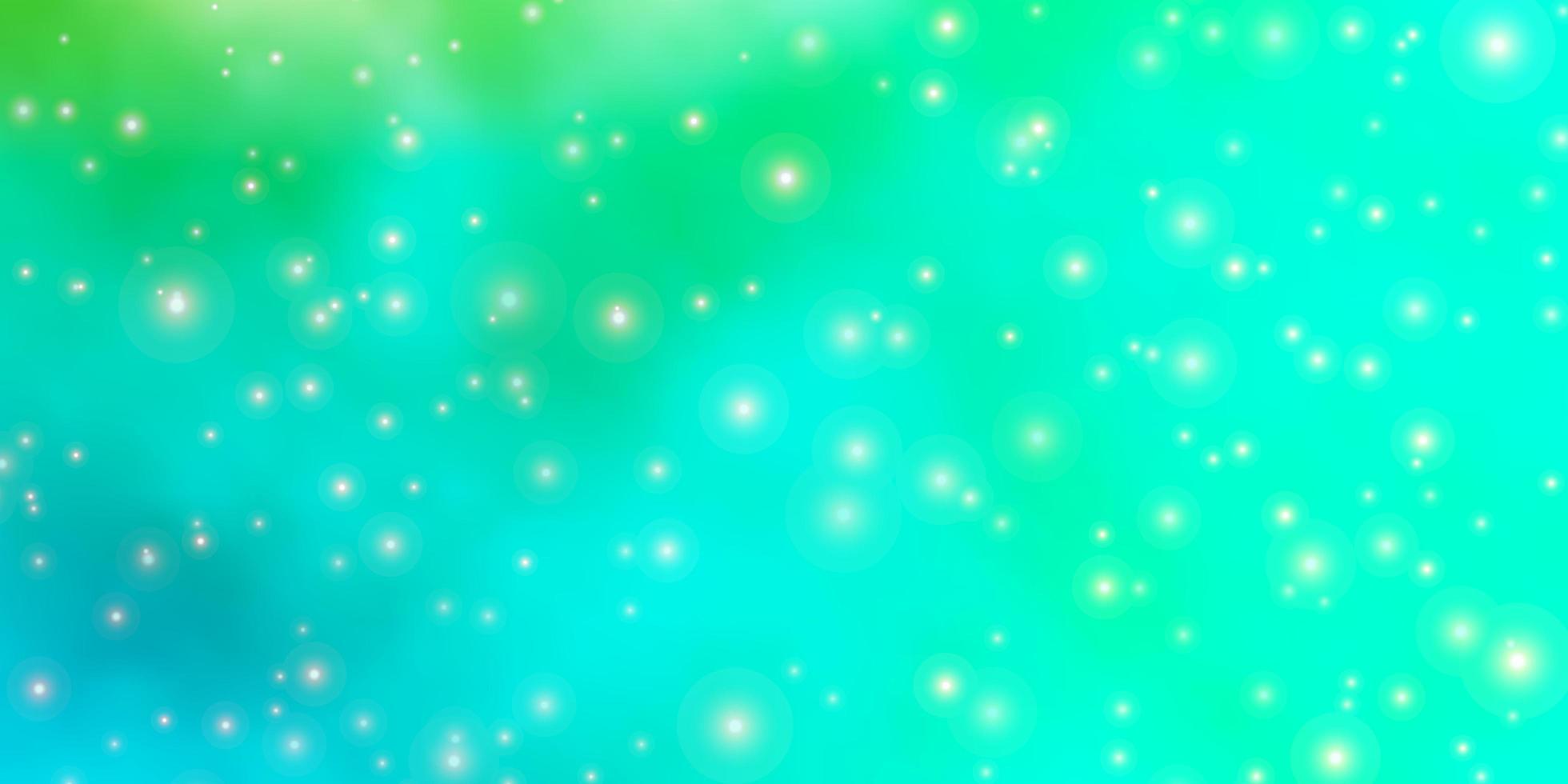 Fondo de vector verde claro con estrellas pequeñas y grandes. Ilustración colorida en estilo abstracto con estrellas de degradado. mejor diseño para su anuncio, cartel, banner.