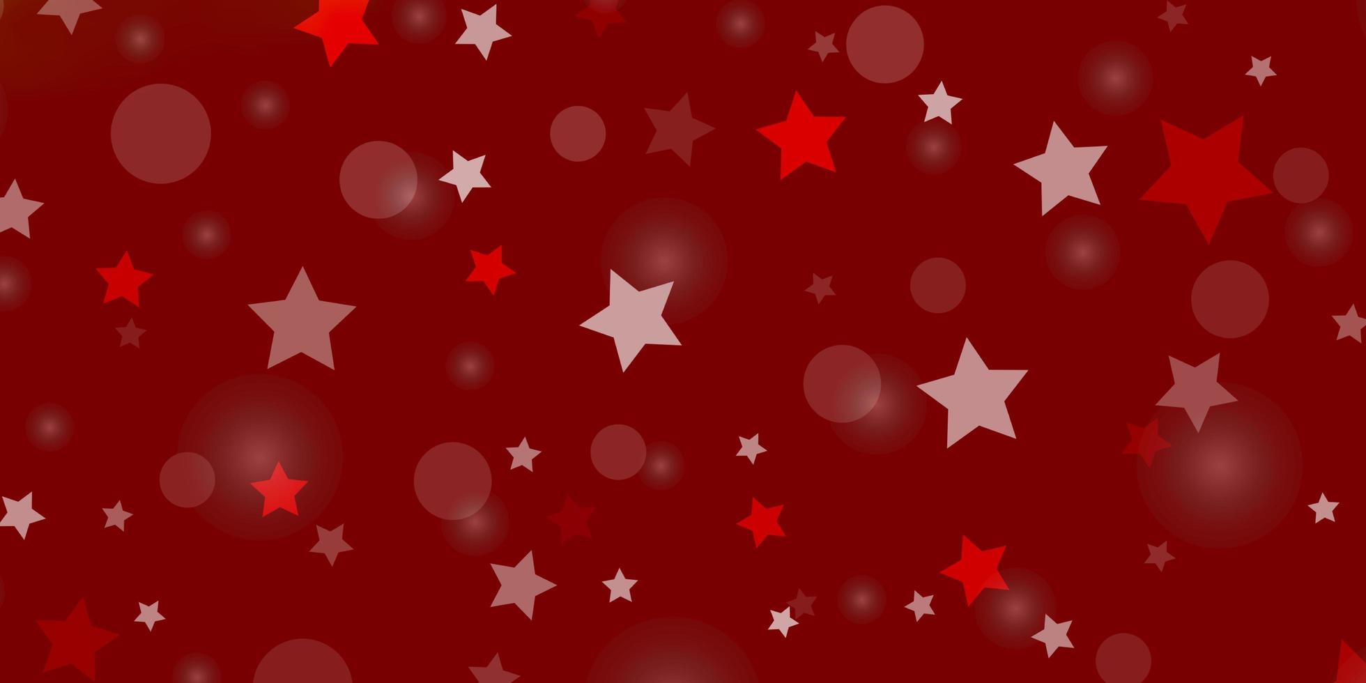 textura de vector rojo claro con círculos, estrellas. Ilustración abstracta con manchas de colores, estrellas. textura para persianas, cortinas.