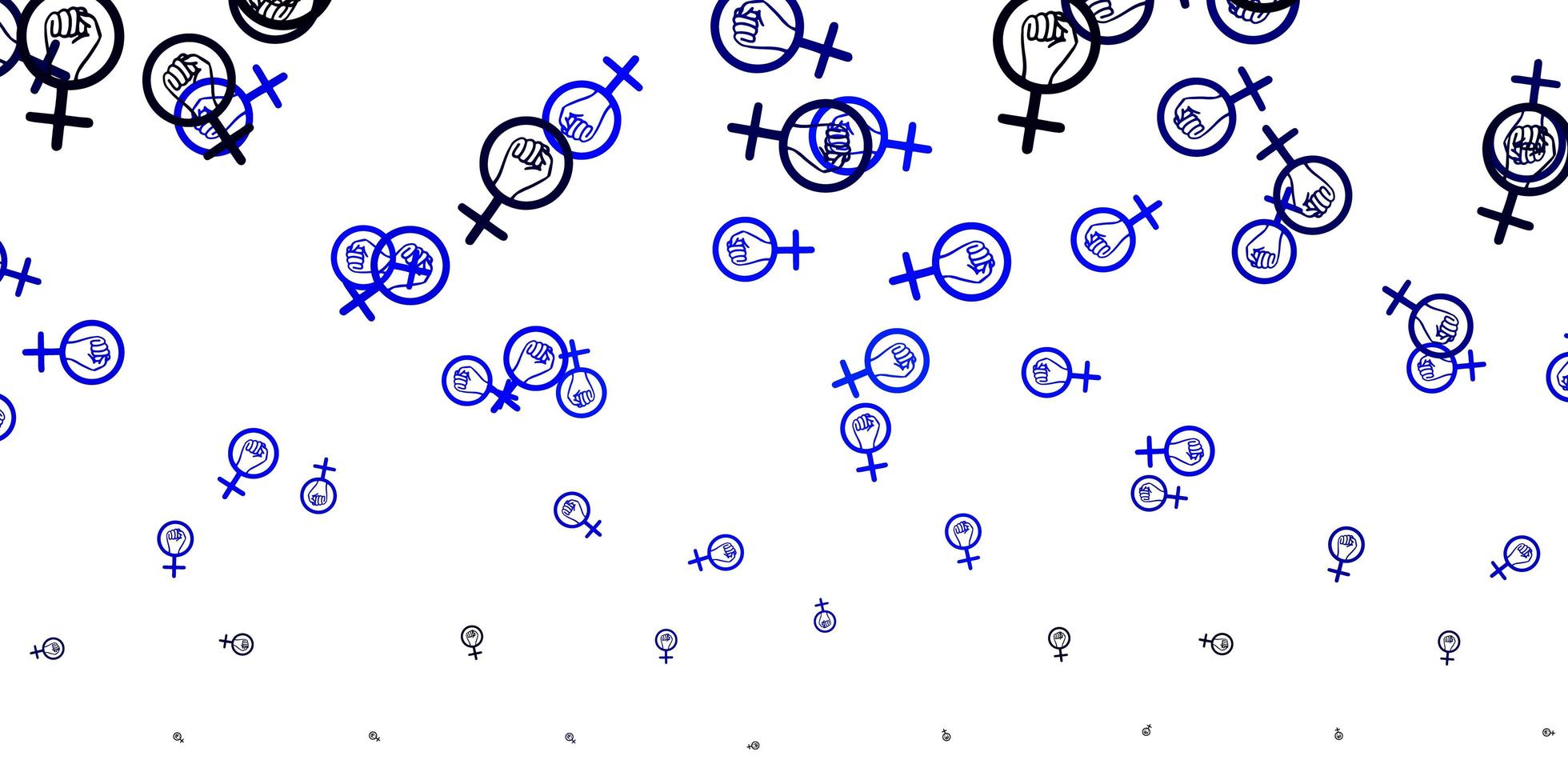 Light BLUE vector backdrop with woman's power symbols.
