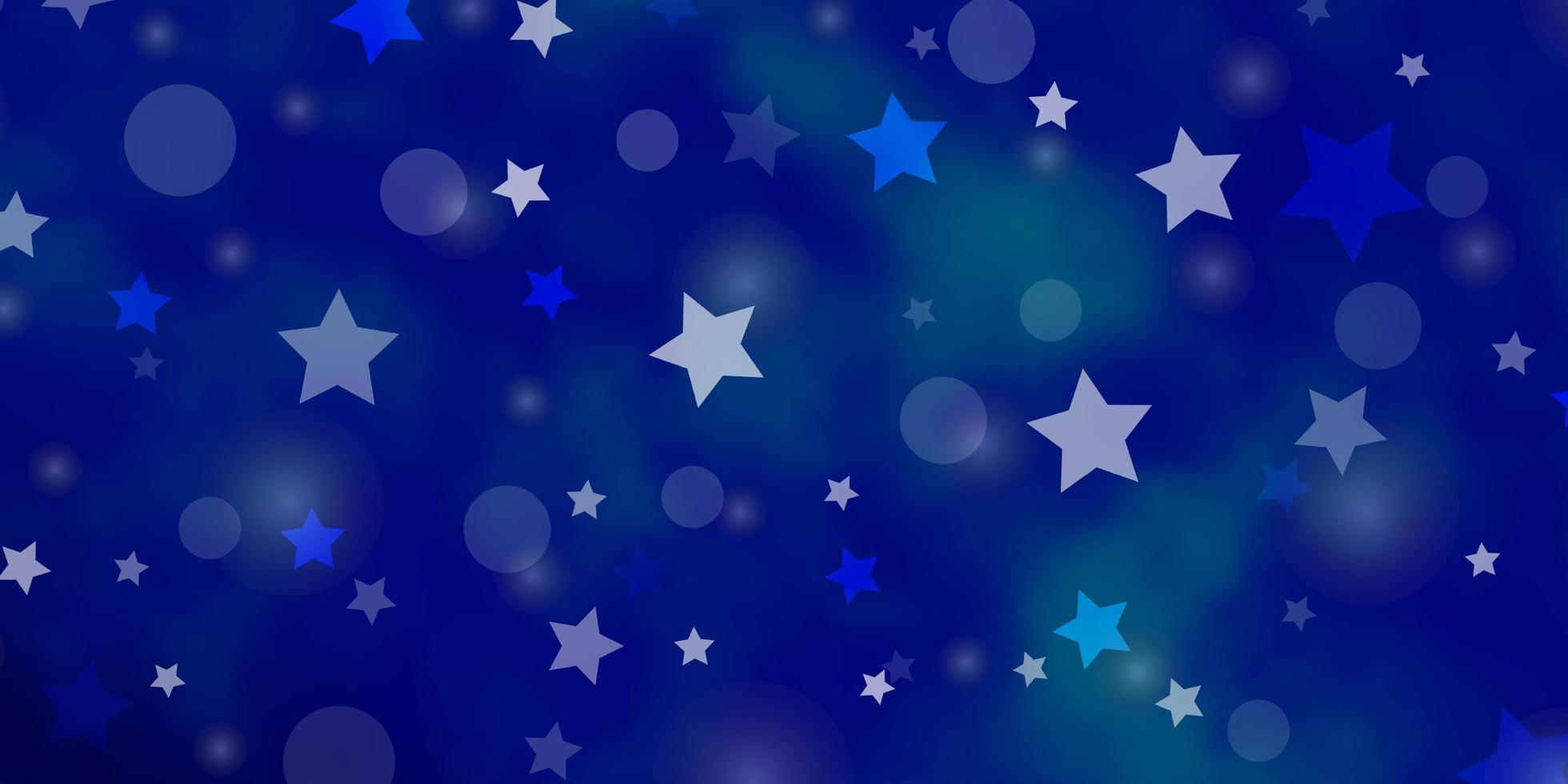 plantilla de vector azul claro con círculos, estrellas. Ilustración con un conjunto de esferas abstractas de colores, estrellas. diseño para papel pintado, fabricantes de telas.