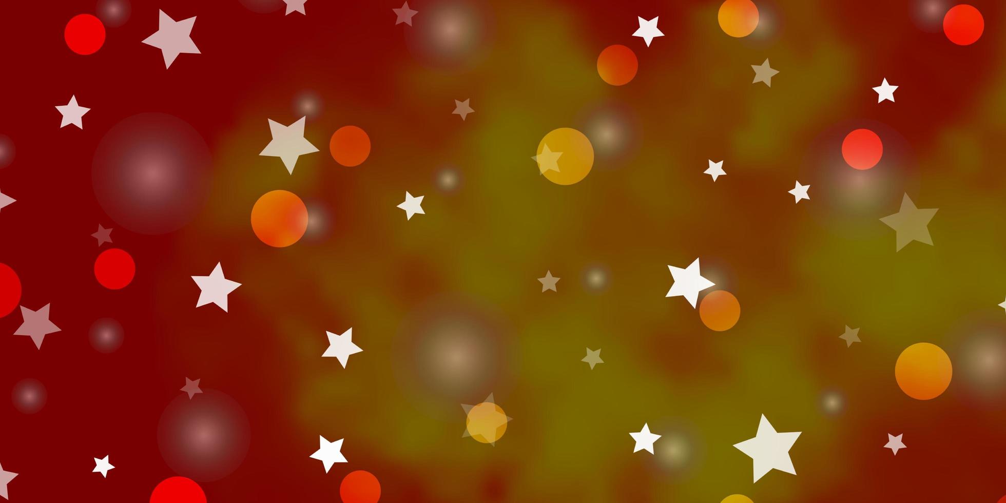 Light Pink, Yellow vector backdrop with circles, stars. Abstract design in gradient style with bubbles, stars. Design for textile, fabric, wallpapers.