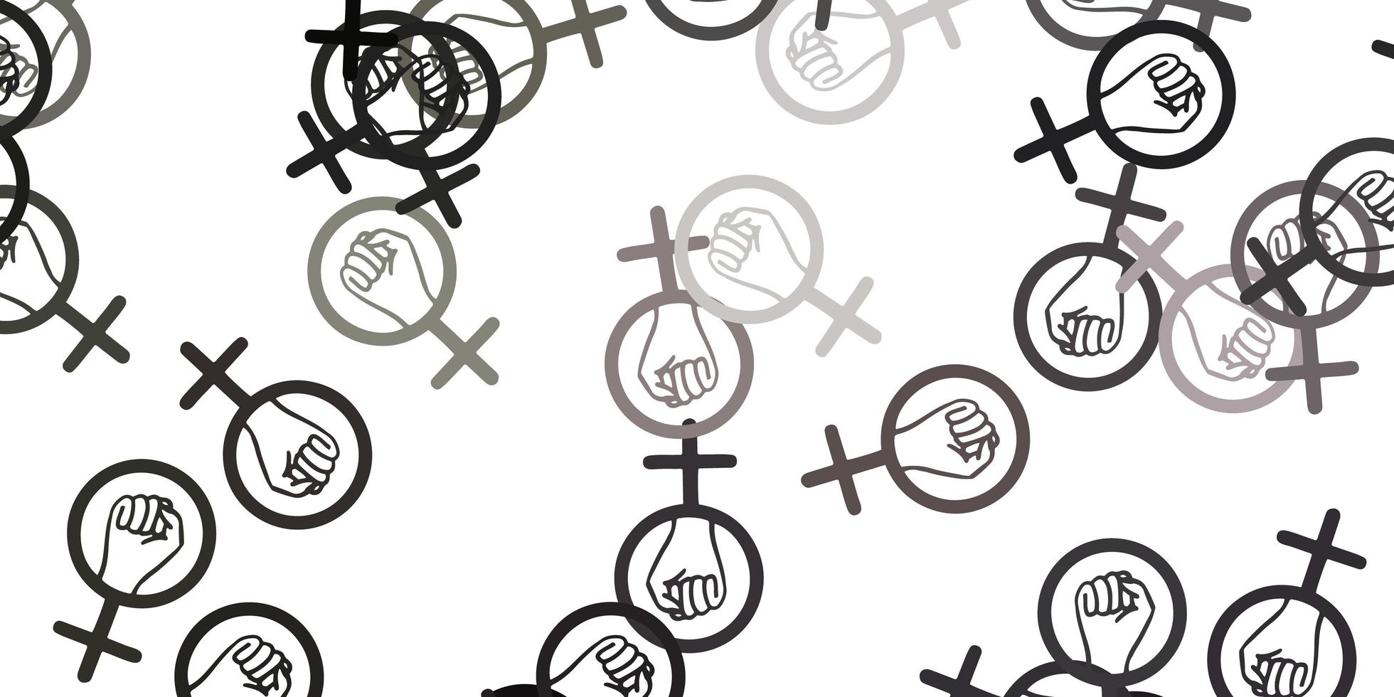 Light Gray vector texture with women's rights symbols.