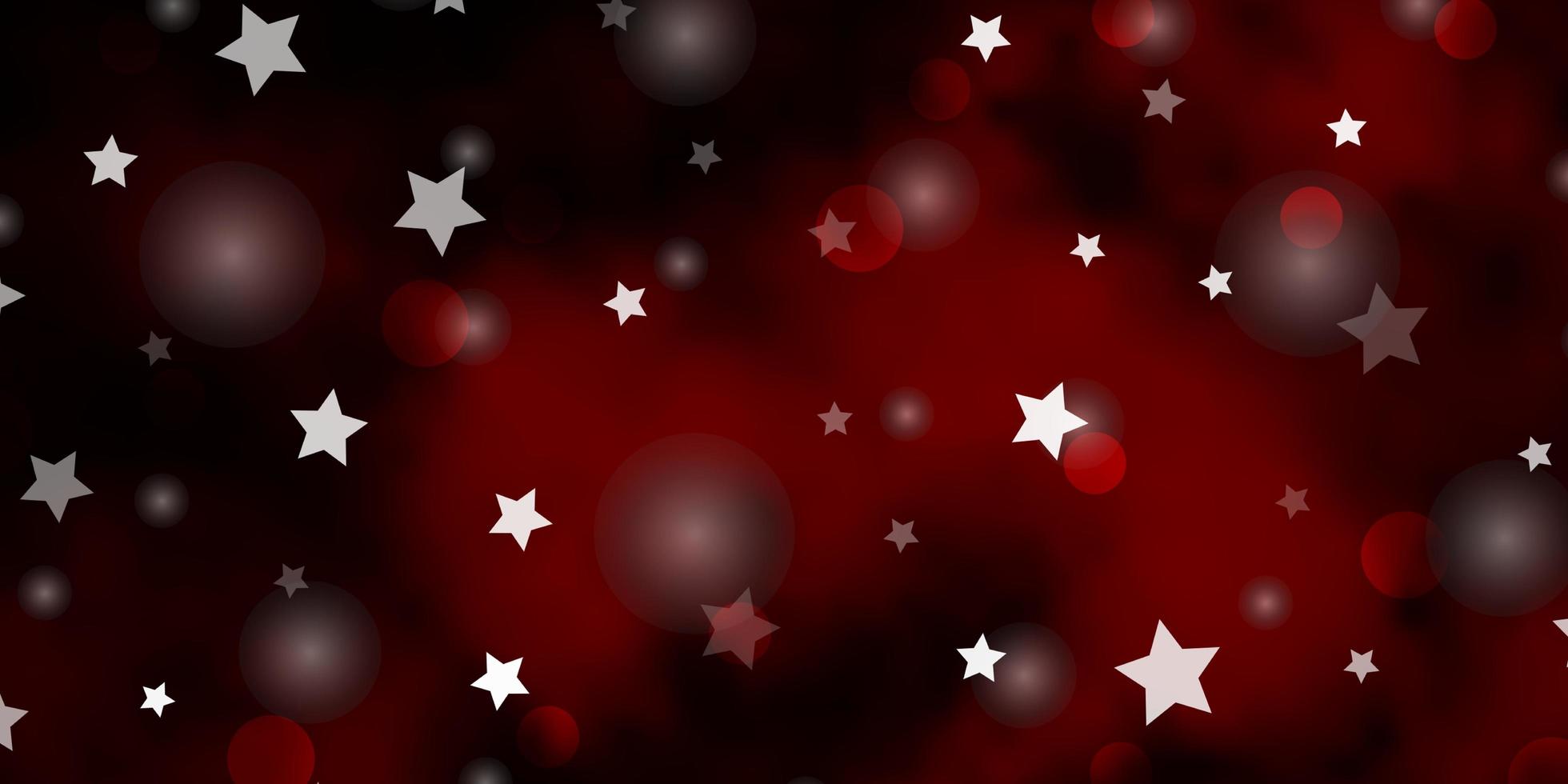 diseño de vector rojo oscuro con círculos, estrellas. discos de colores, estrellas sobre fondo degradado simple. textura para persianas, cortinas.