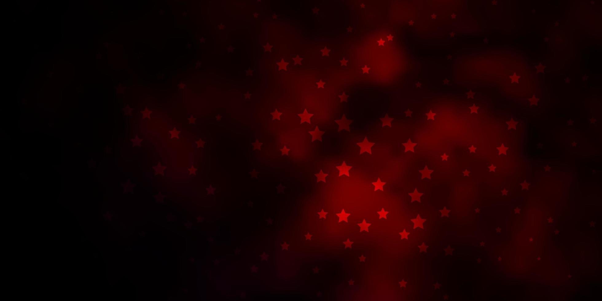 Fondo de vector rojo oscuro con estrellas pequeñas y grandes. Ilustración colorida con estrellas de degradado abstracto. mejor diseño para su anuncio, cartel, banner.