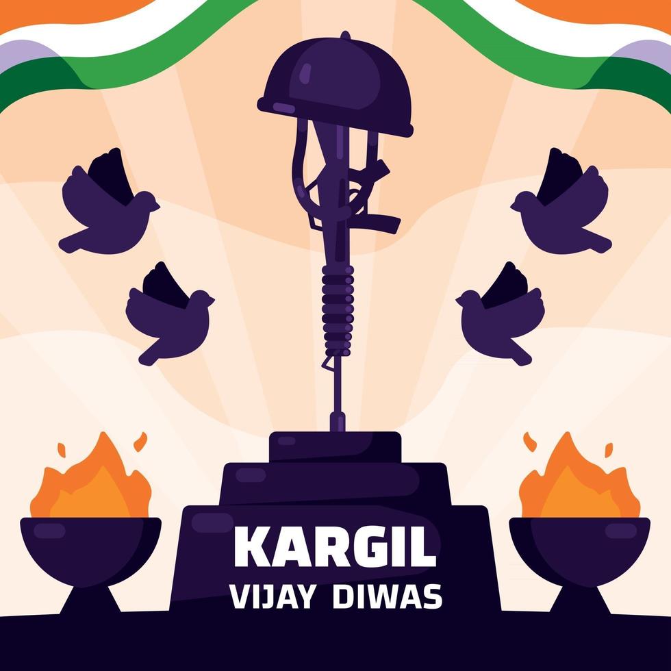 Kargil Vijay Diwas Greeting Concept vector