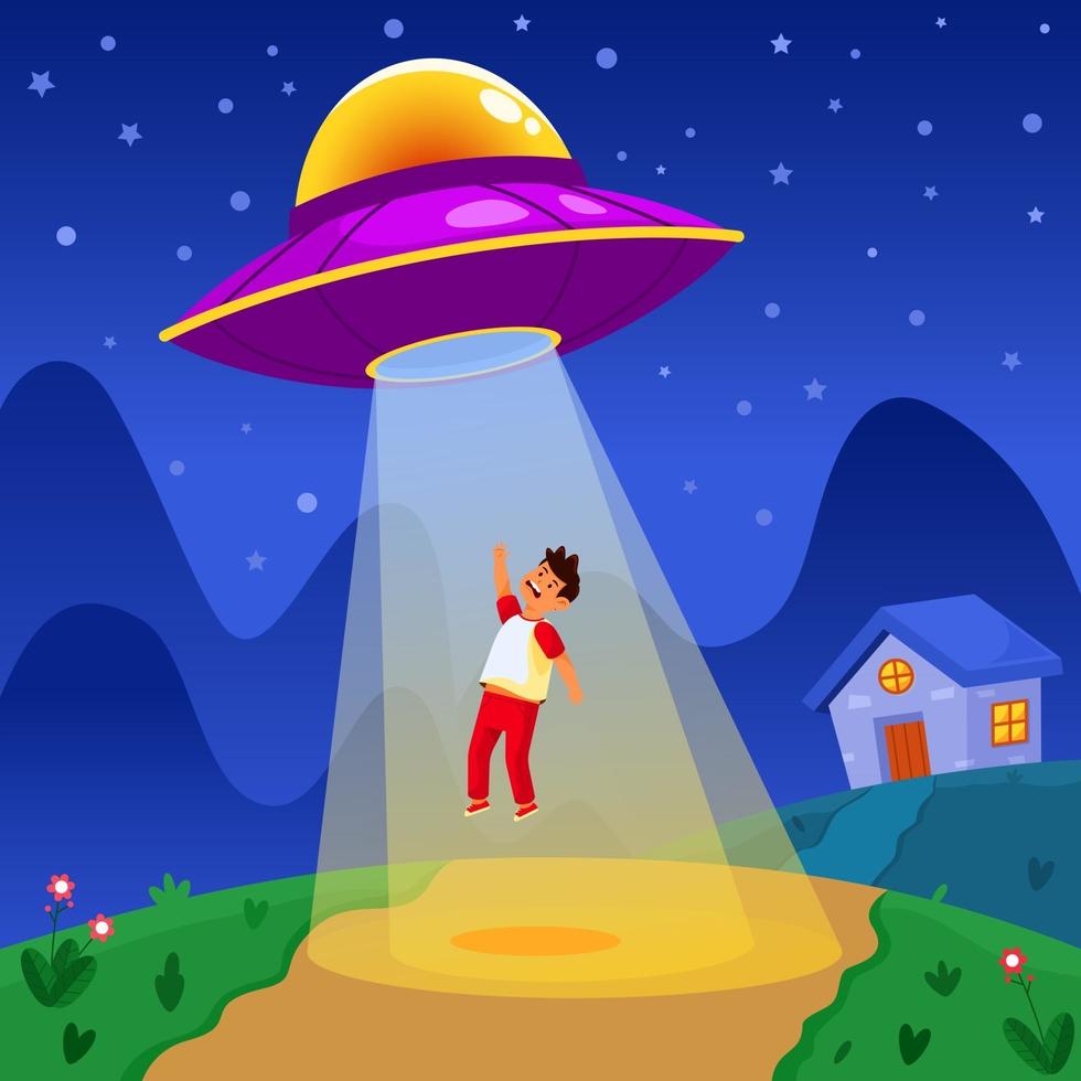 UFO Abducting People vector