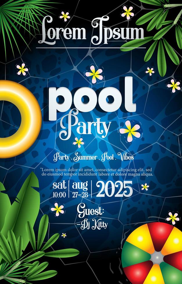 cartel de fiesta en la piscina vector