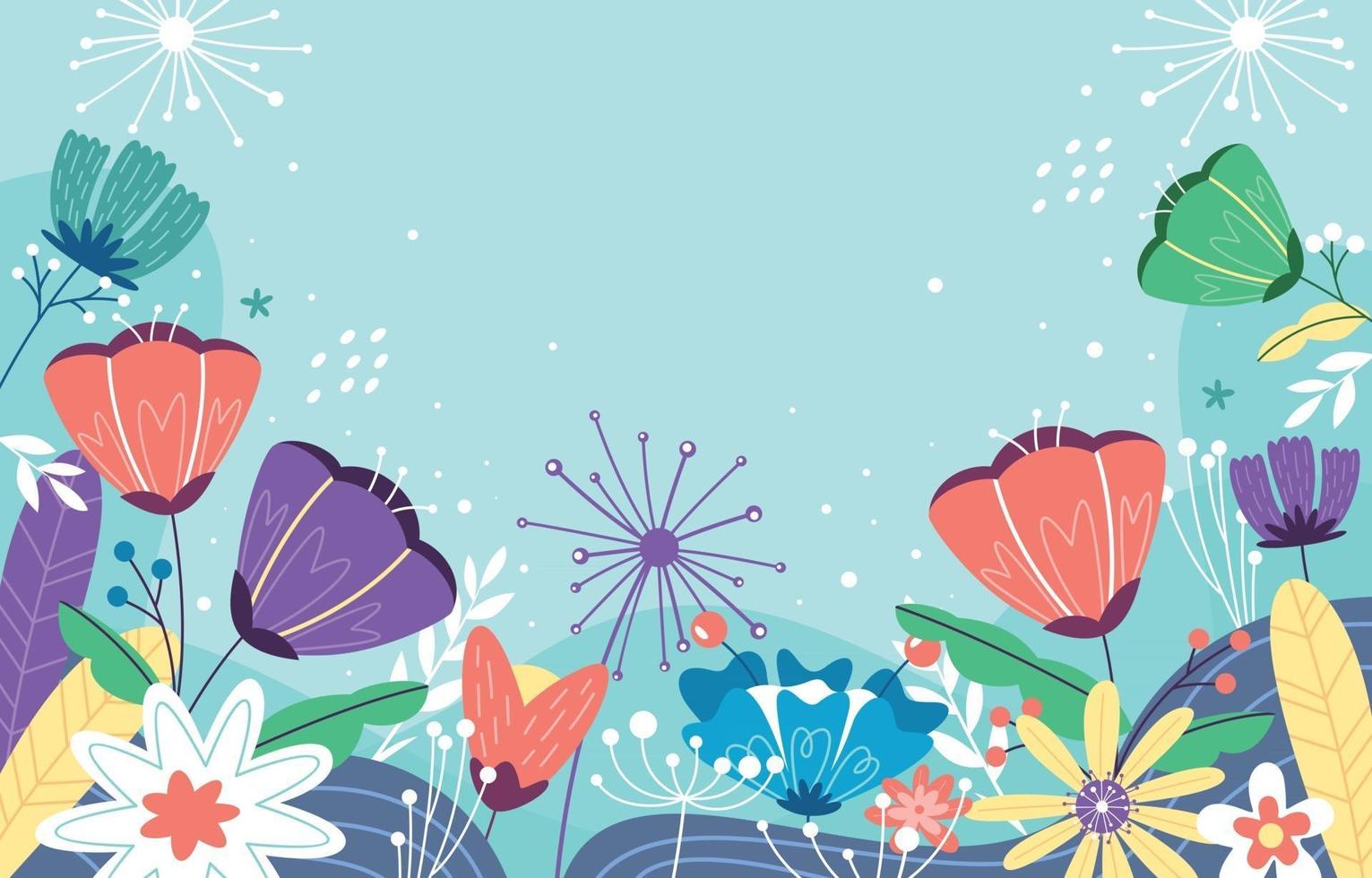 Colorful Blooming Flowers Background vector