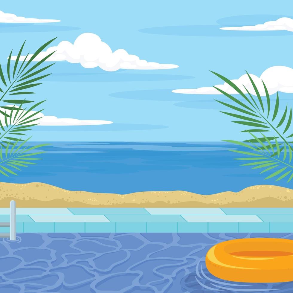 Swimming Pool in the Edge of the Beach vector