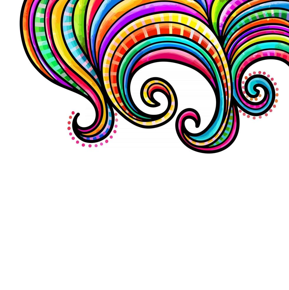 Watercolor Folk Art Swirl Border vector