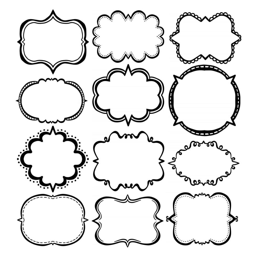 colección de cuadros de doodle vector