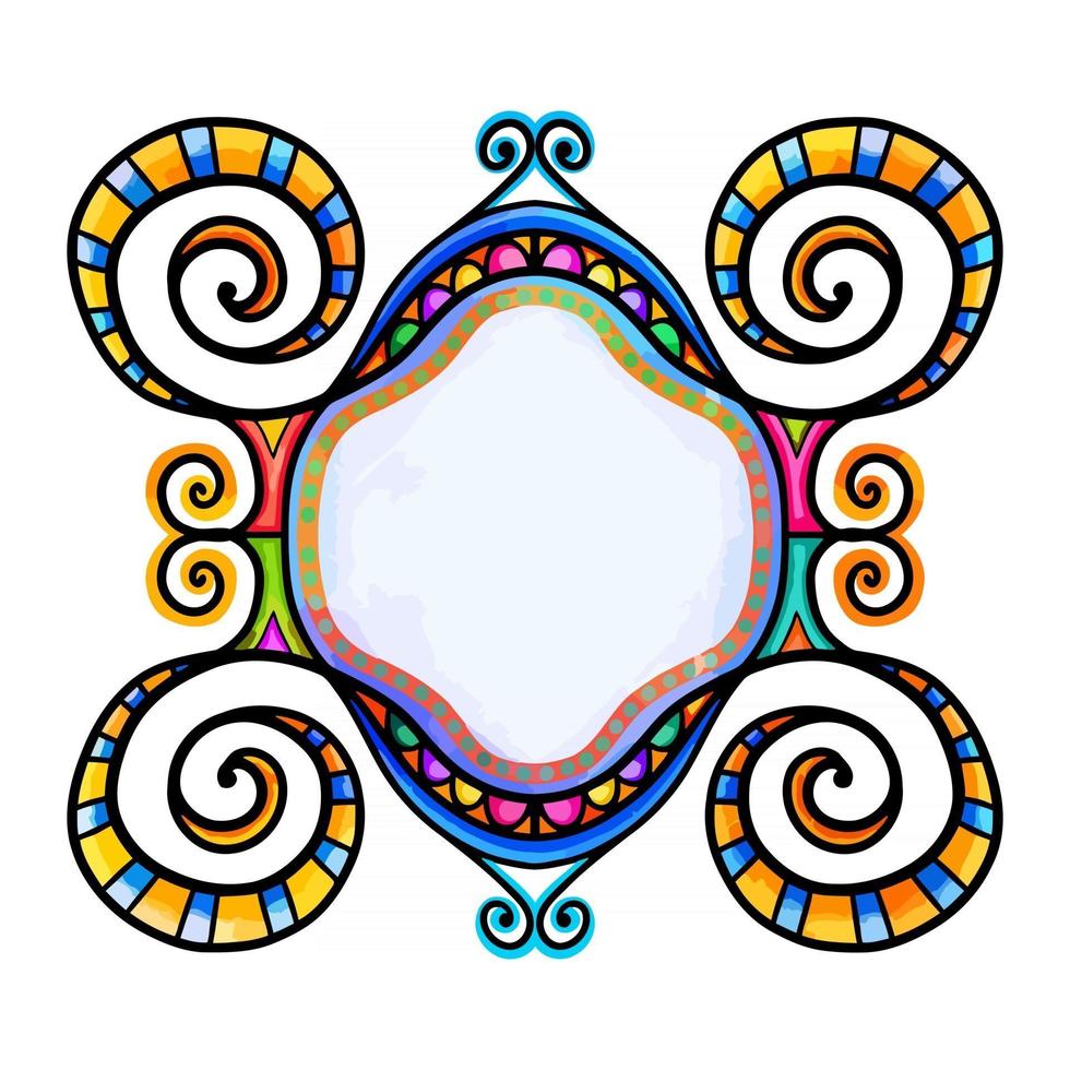 Watercolor Decorative Doodle Frame vector