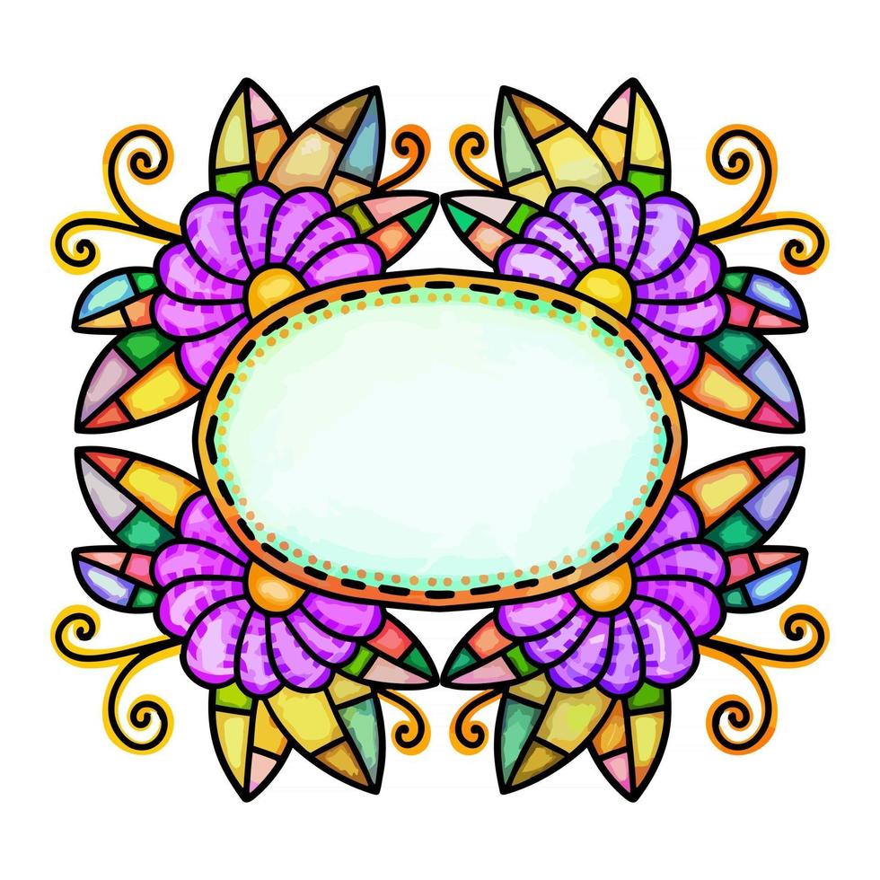 Lilac Floral Watercolor Frame vector