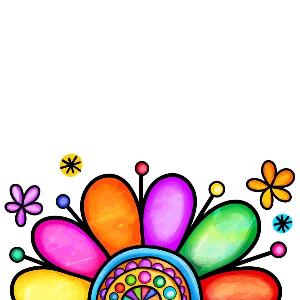 Rainbow Daisy Flower Border vector