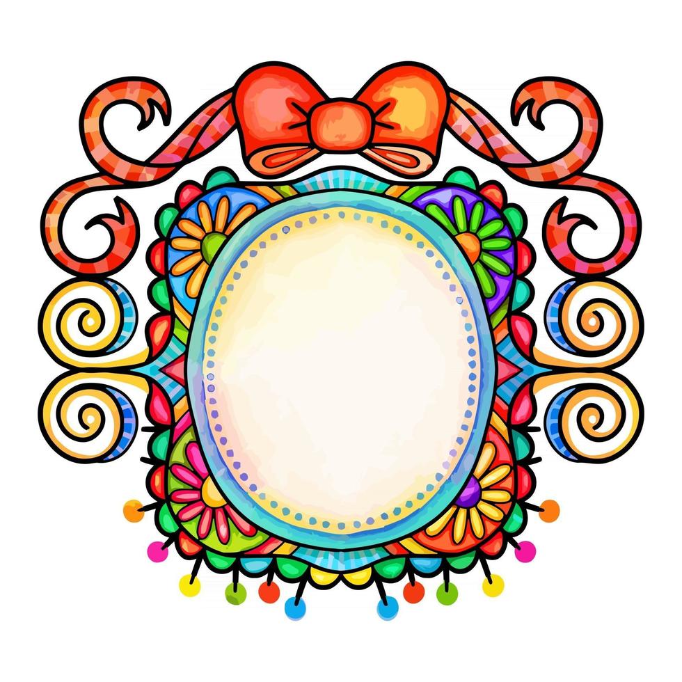 Watercolor Floral Ribbon Frame vector