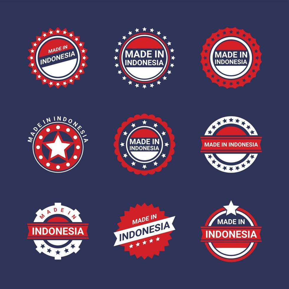 hecho en conjunto de insignias de indonesia vector