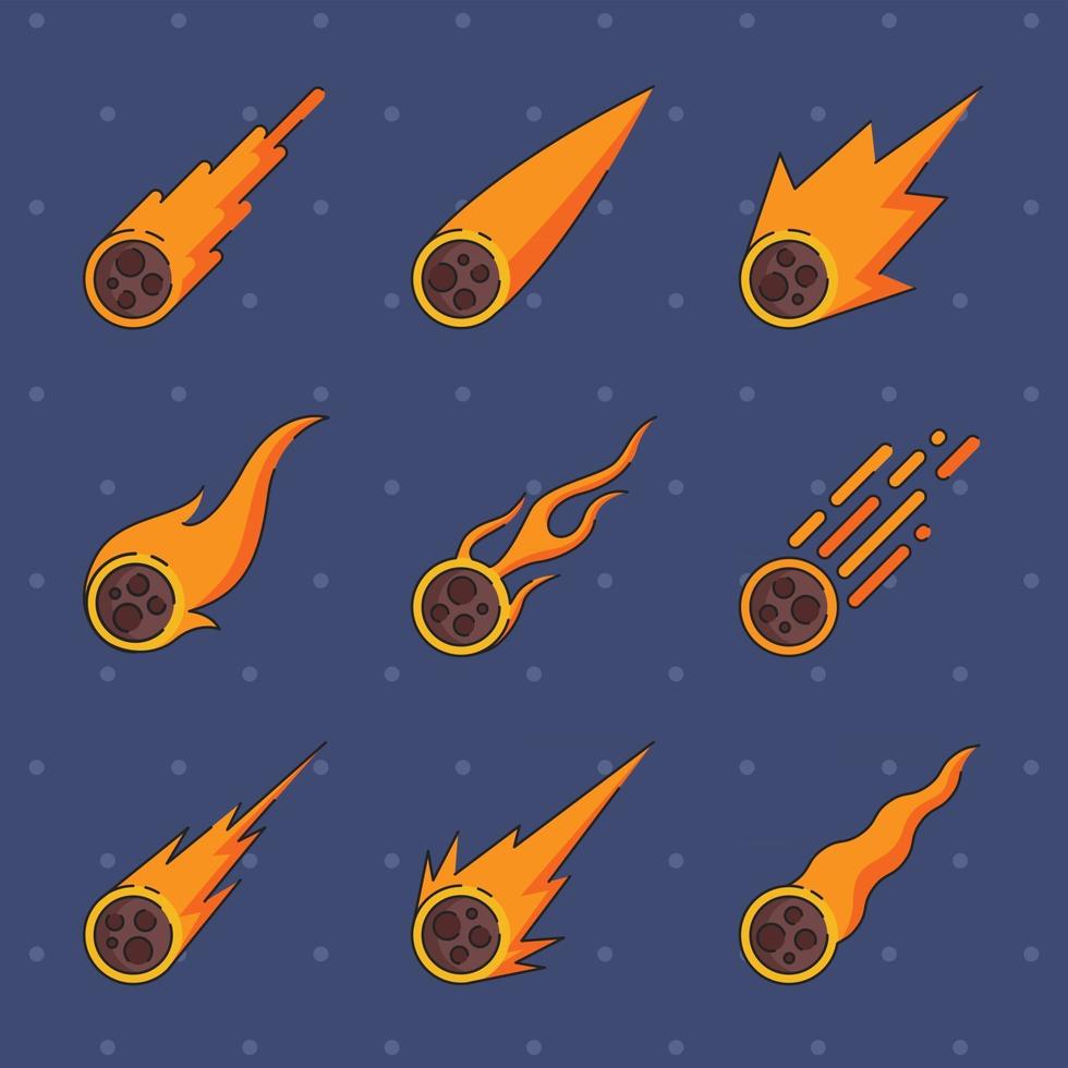 paquete de iconos de meteorito vector