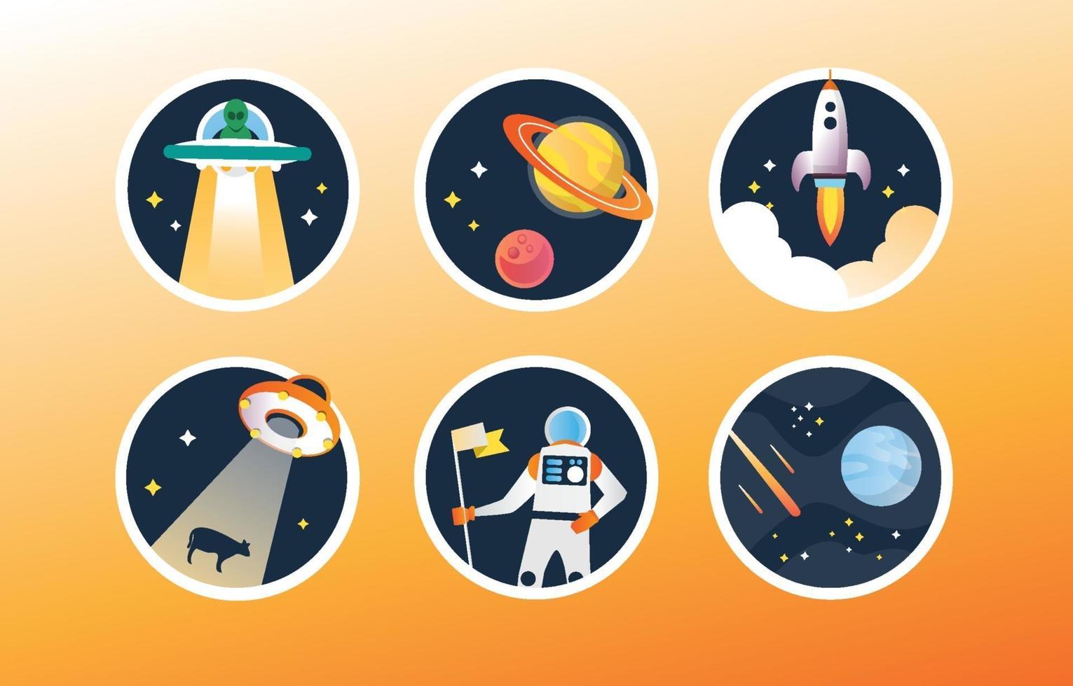 UFO Sticker Collection vector