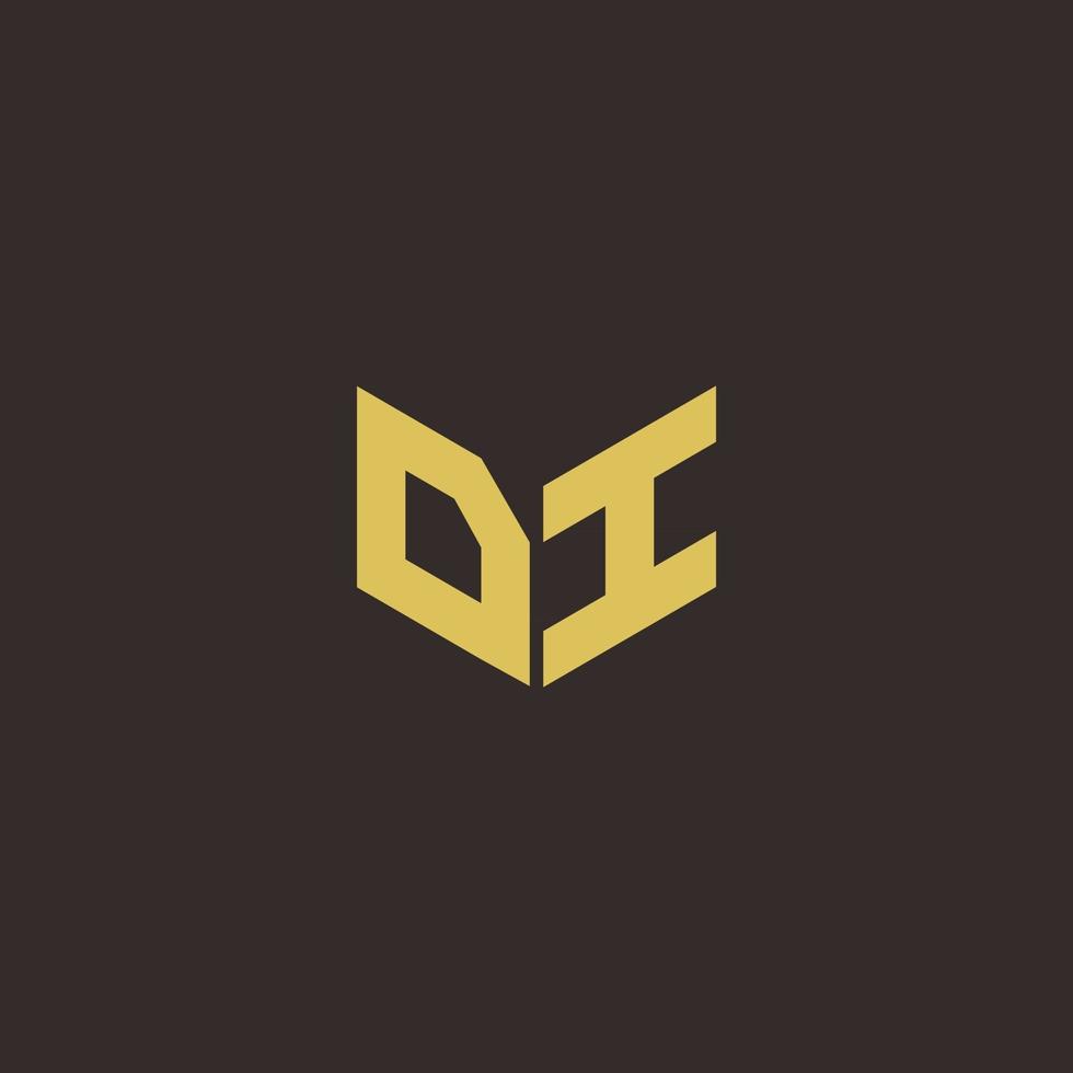 Plantilla de diseños de logotipo inicial de letra di logo con fondo dorado y negro vector