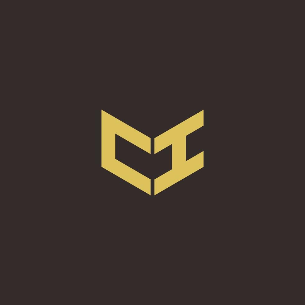 Plantilla de diseños de logotipo inicial de letra ci logo con fondo dorado y negro vector