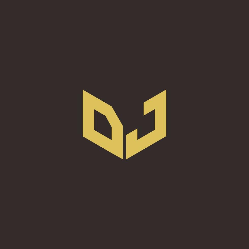 DJ Logo Letter Initial Logo Designs Template with Gold and Black Background vector