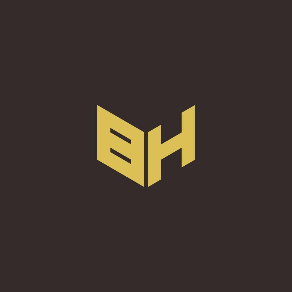 BH Logo Letter Initial Logo Designs Template with Gold and Black Background vector