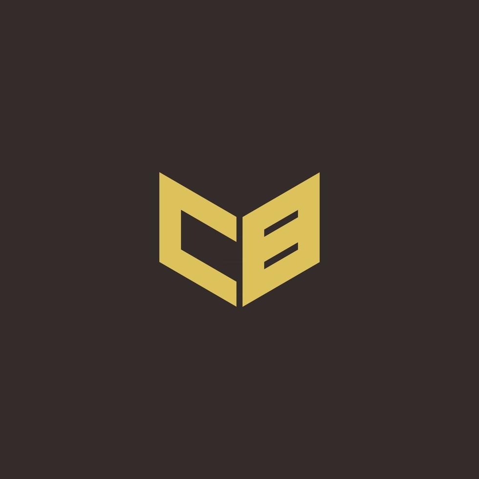 Plantilla de diseños de logotipo inicial de letra cb logo con fondo dorado y negro vector