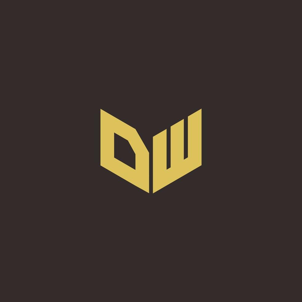 Plantilla de diseños de logotipo inicial de letra dw logo con fondo dorado y negro vector