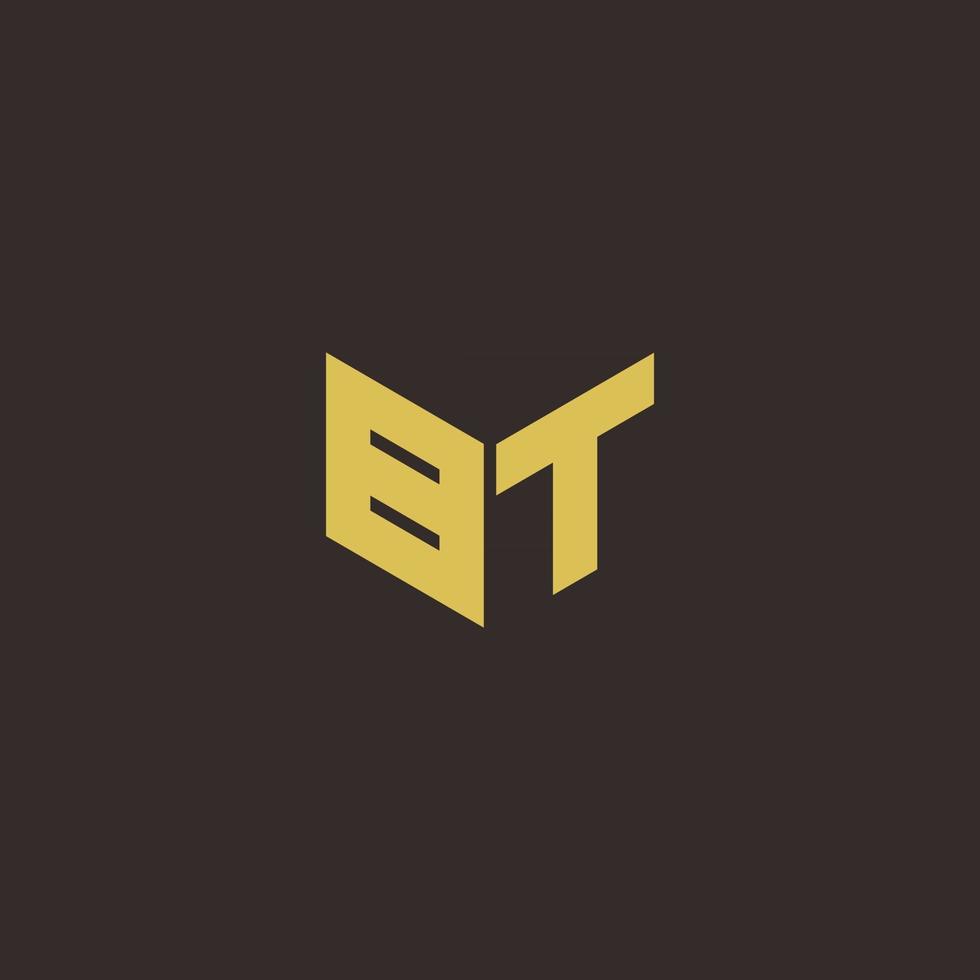 Plantilla de diseños de logotipo inicial de letra bt logo con fondo dorado y negro vector