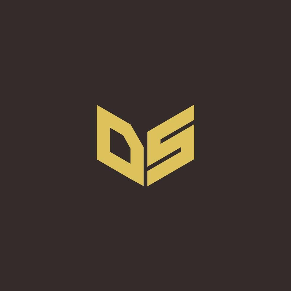 Plantilla de diseños de logotipo inicial de letra ds logo con fondo dorado y negro vector