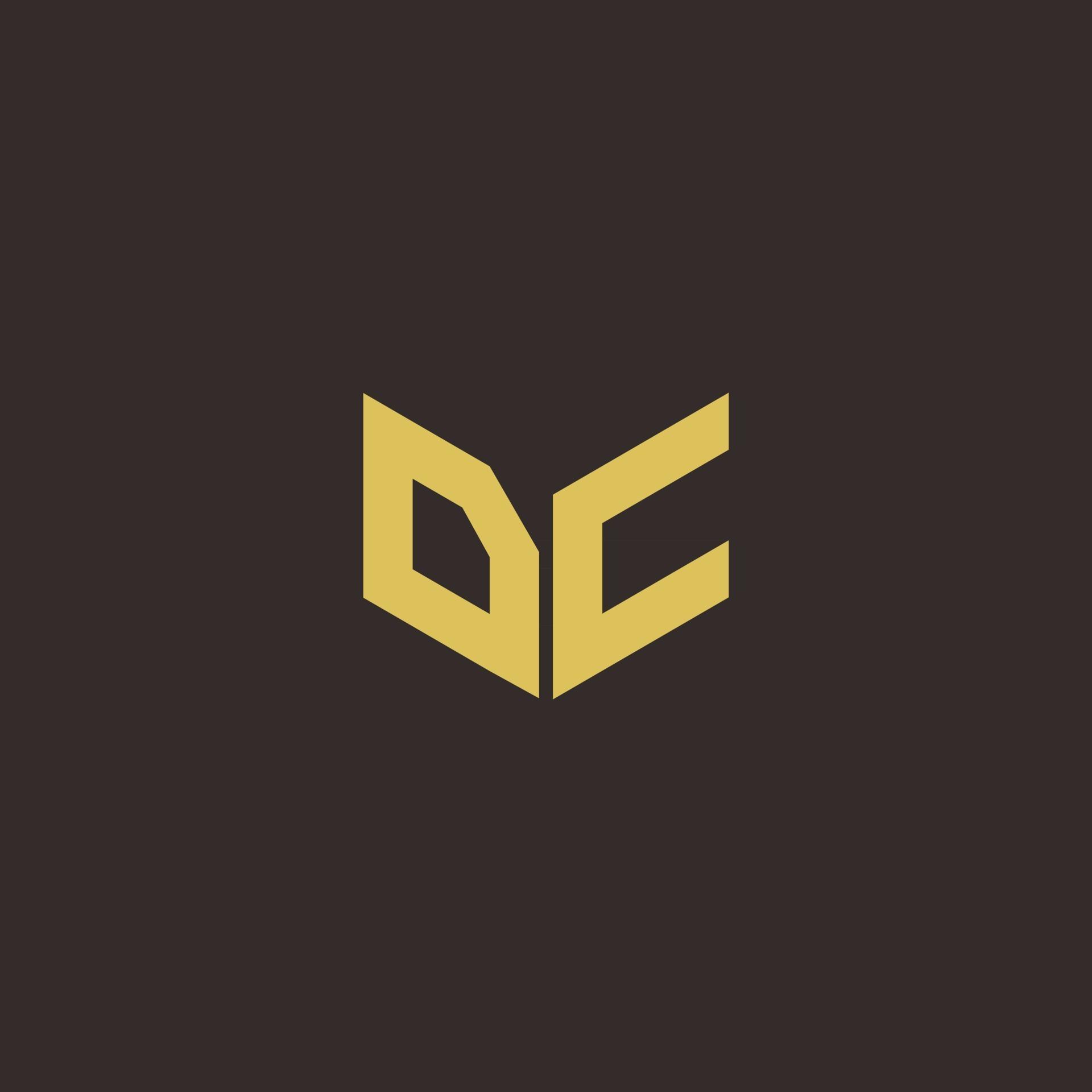 DC Logo Letter Initial Logo Designs Template with Gold and Black Background vector