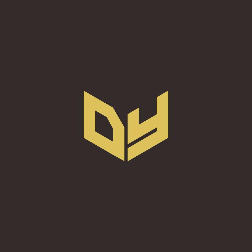 Plantilla de diseños de logotipo inicial de letra dy logo con fondo dorado y negro vector