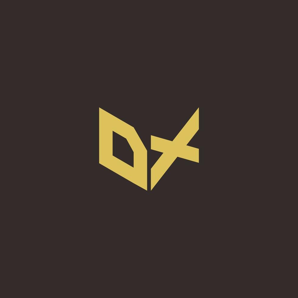 Plantilla de diseños de logotipo inicial de letra dx logo con fondo dorado y negro vector