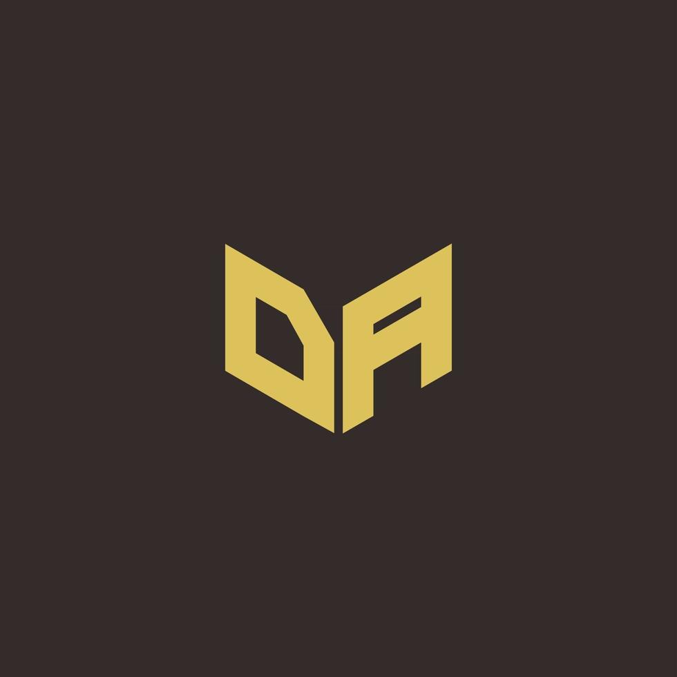 DA Logo Letter Initial Logo Designs Template with Gold and Black Background vector
