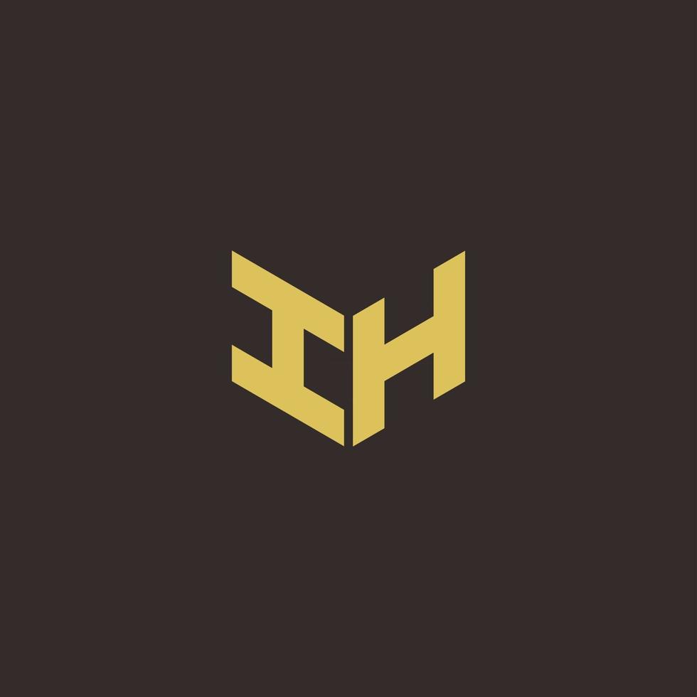 IH Logo Letter Initial Logo Designs Template with Gold and Black Background vector