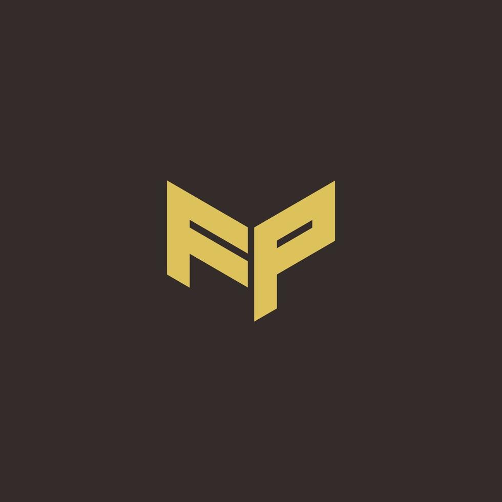 FP Logo Letter Initial Logo Designs Template with Gold and Black Background vector