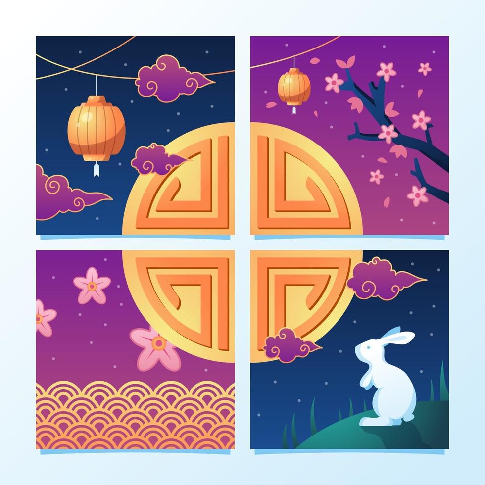 Mid Autumn Festival Card Collection vector