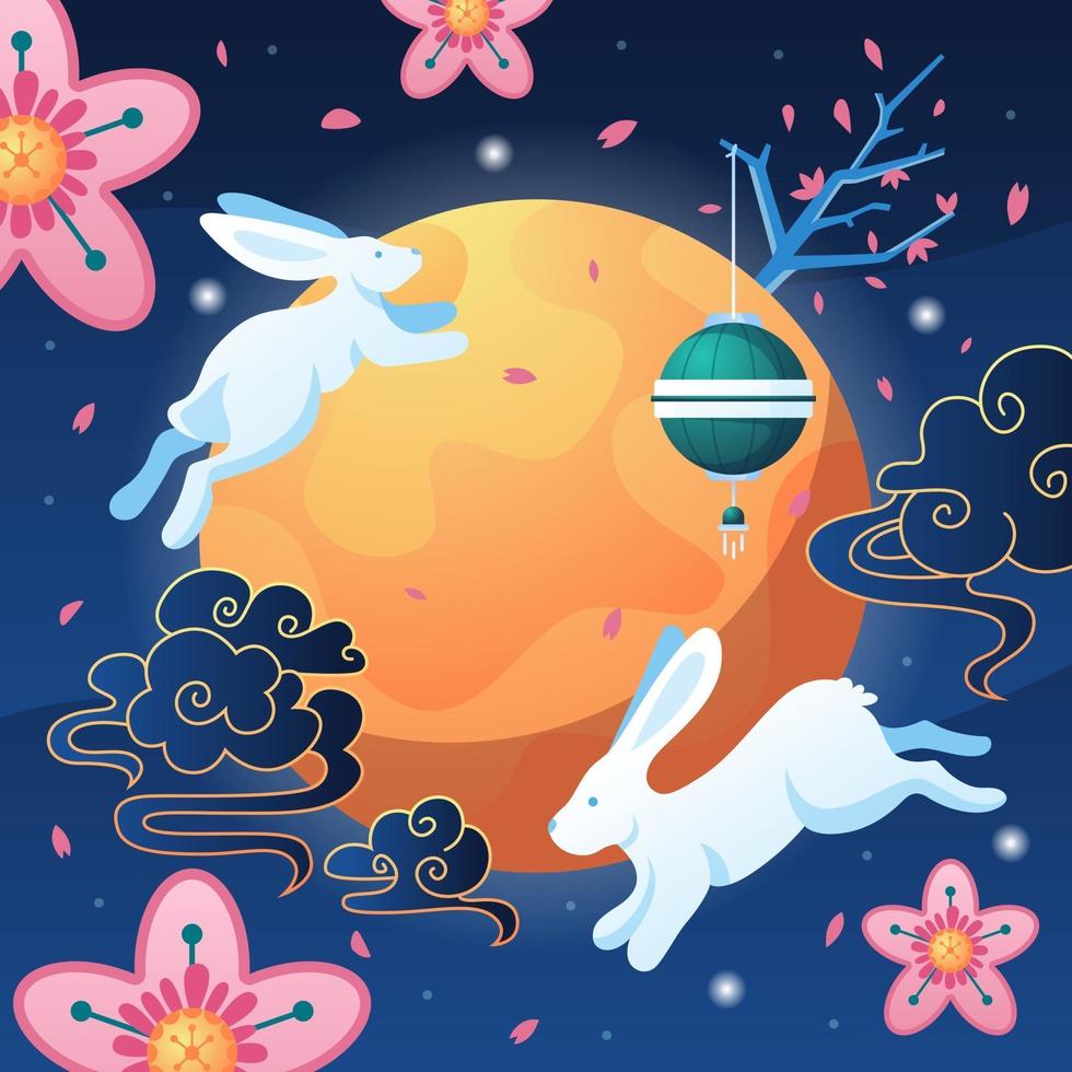 Shiny Moon at Mid Autumn Festival Celebration vector