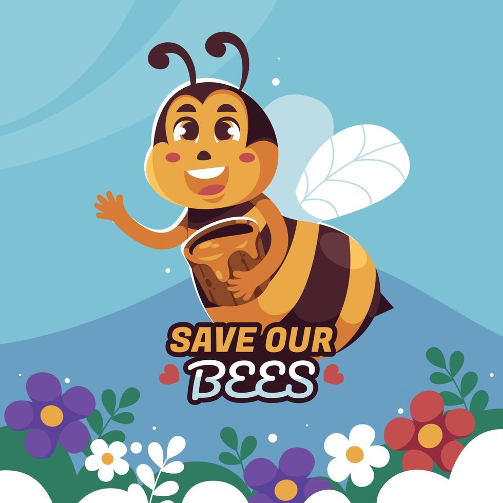 campaña de protección de las abejas melíferas vector