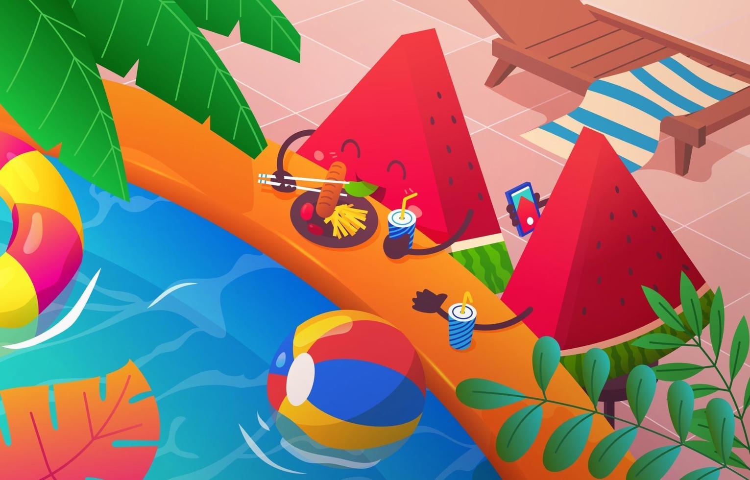Watermelon Cartoon Character vector